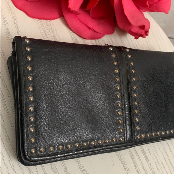 Brighton Leather Wallet Black with Silver Studded Design - Picture 5 of 11